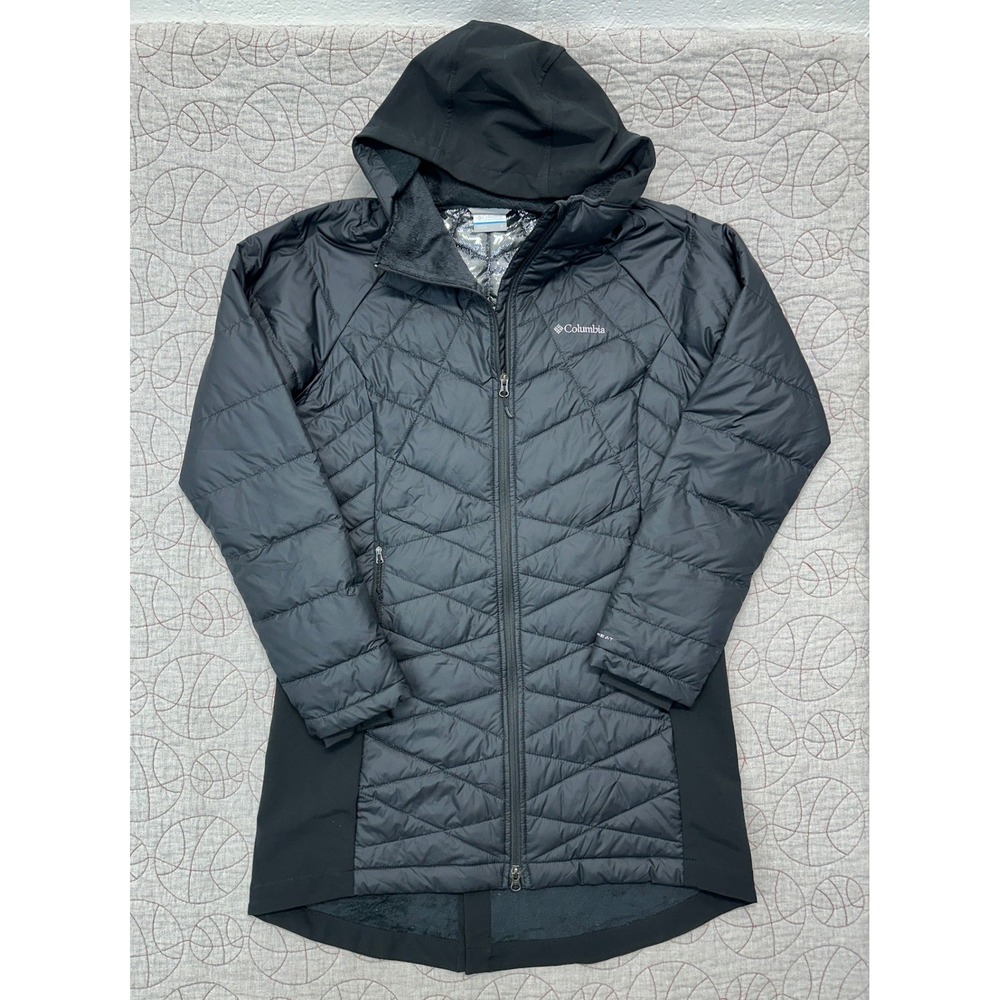 Columbia Heavenly Long Hooded Jacket Black Quilted Omni-Heat / Women's Medium